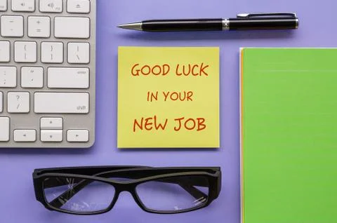 Notepad with words " Good Luck In Your New Job " Stock Photos