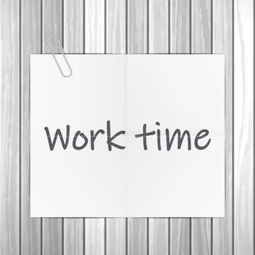 Notepad work time text Stock Illustration