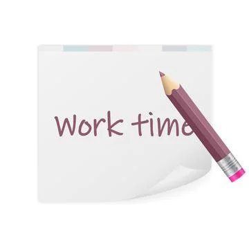 Notepad work time text Stock Illustration