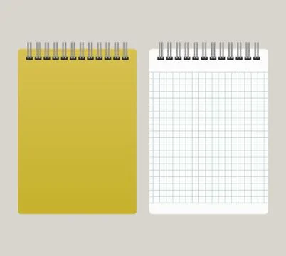 Notepad with a yellow cover and with a binding from above Stock Illustration