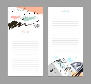 Notes and To Do List. Vector templates. Isolated Stock Illustration