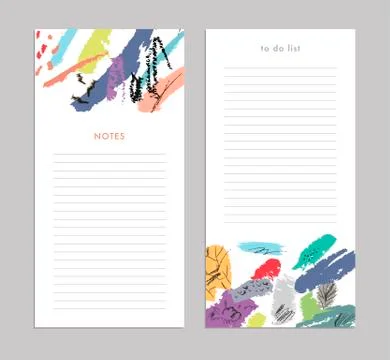 Notes and To Do List. Vector templates. Isolated Stock Illustration