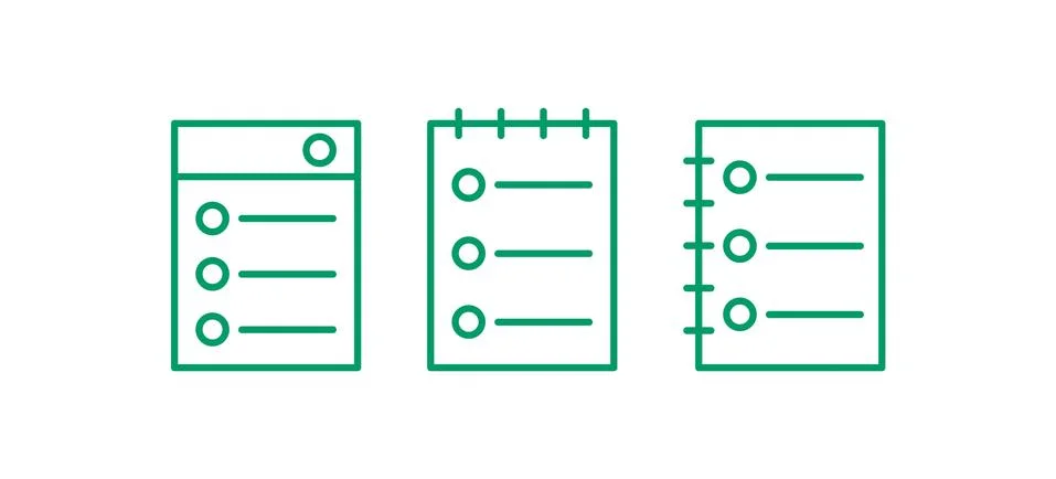 Notes and Memos Icons. Simplus series. Each icon is a single object compound Stock Illustration