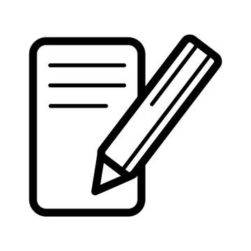 Notes and pan vector icon. Black and white note illustration. Outline linear Stock Illustration