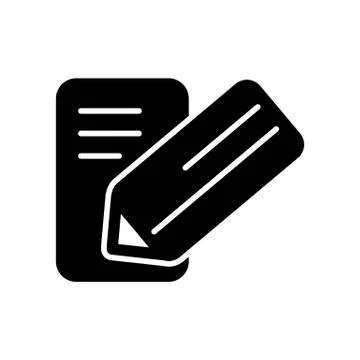 Notes and pan vector icon. Black and white note illustration. Solid linear Illustrazione stock