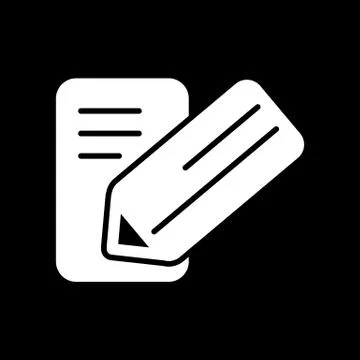 Notes and pan vector icon. Black and white note illustration. Solid linear Stock Illustration