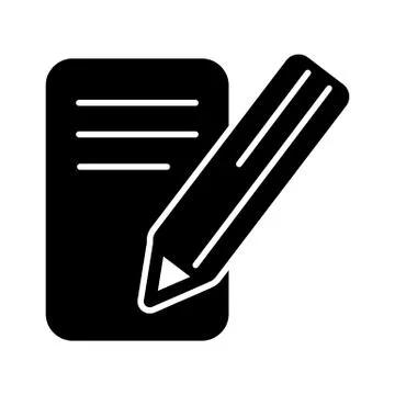 Notes and pan vector icon. Black and white note illustration. Solid linear Stock Illustration