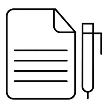 Notes and pan vector icon. Black and white note illustration. Outline linear Stock Illustration