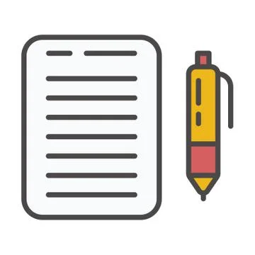 Notes and pen vector icon for computer and mobile phone apps Stock Illustration