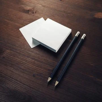 Notes and pencils Stock Photos
