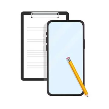 Notes and phone. Learning via the Internet, distance learning. Vector illus.. イラスト素材
