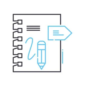 Notes and reports line icon, outline symbol, vector illustration, concept sign Illustrazione stock