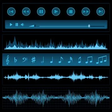 Notes and sound waves Illustrazione stock