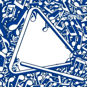 Notes and triangular musical instrument vibrating at different frequencies .. Illustrazione stock