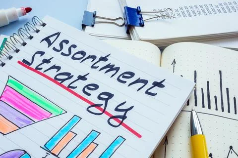Notes on assortment strategy. Represents product diversity. Stock Photos