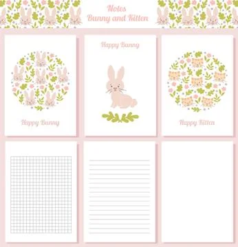 Notes Bunny and Kitten Stock Illustration