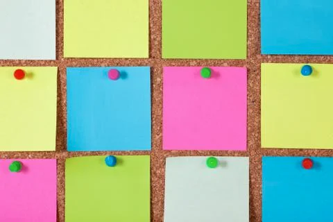 Notes on corkboard Foto stock