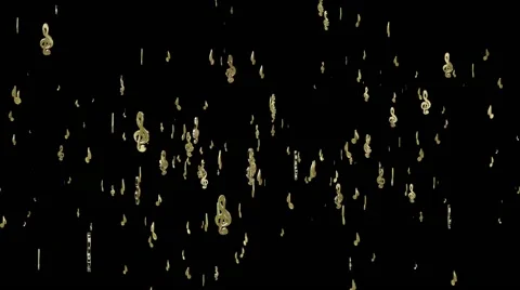 Notes dancing on a black background Stockbeeldmateriaal 47834476