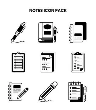 Notes DuoTone Bundle Icons Pack Stock Illustration