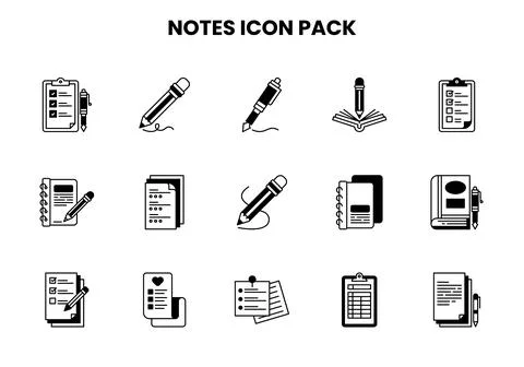 Notes DuoTone Collection Icons Pack Stock Illustration