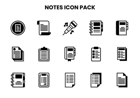 Notes DuoTone Collection Icons Pack 库存插图