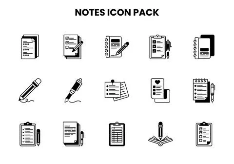 Notes DuoTone Scalable Icons Pack 스톡 일러스트