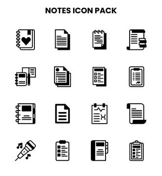 Notes DuoTone Set Icons Pack Stock Illustration