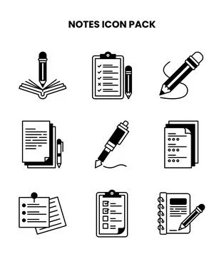 Notes DuoTone Vector Icons Pack 库存插图