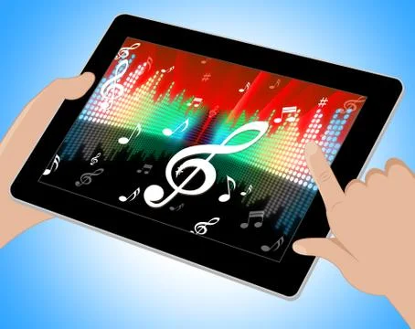 Notes Equaliser Represents Sound Track And Abstract Tablet Stock Illustration