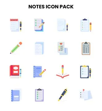Notes Flat Collection Icons Pack イラスト素材