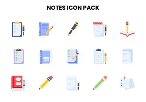 Notes Flat Graphics Icons Pack Stockillustratie