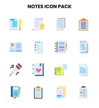 Notes Flat Icons Pack 스톡 일러스트