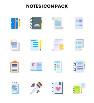 Notes Flat Scalable Icons Pack Stock Illustration