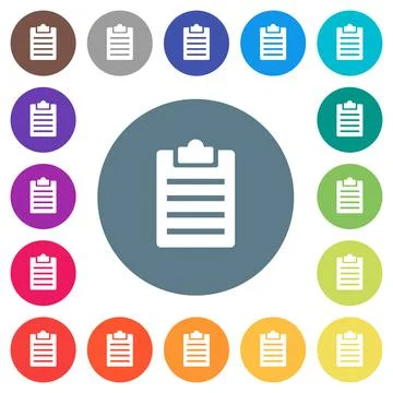 Notes flat white icons on round color backgrounds イラスト素材