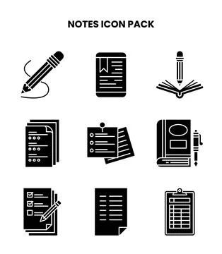Notes Glyph Design Icons Pack Illustration