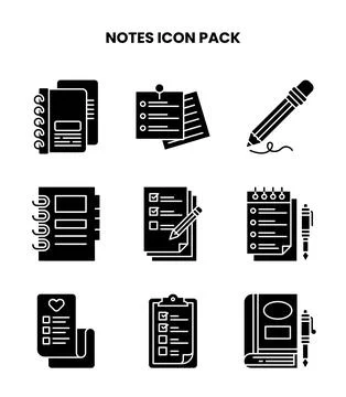 Notes Glyph Icons Pack イラスト素材