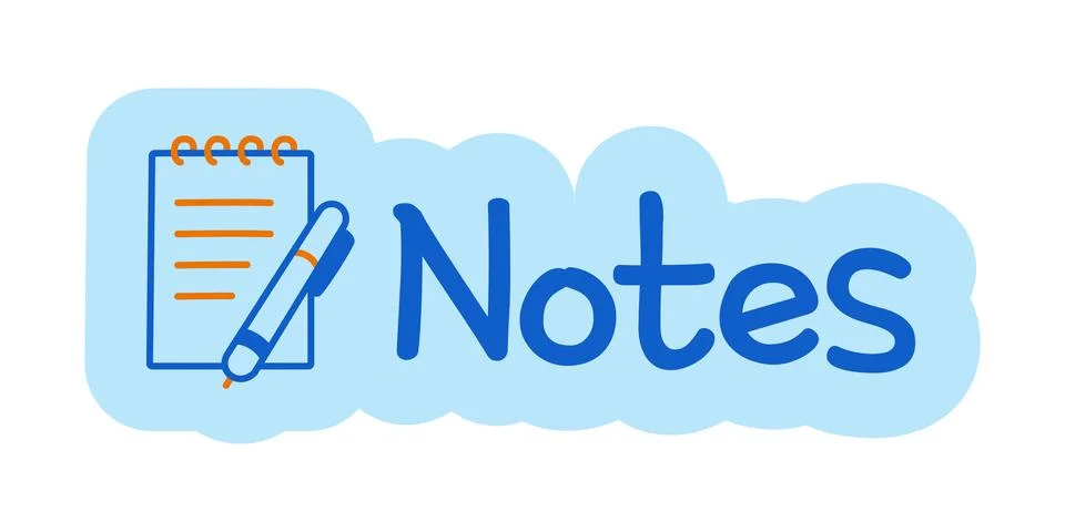 Notes hand drawn line sticker illustration Stock Illustration
