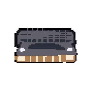Notes harmonica pixel art vector illustration Stock Illustration