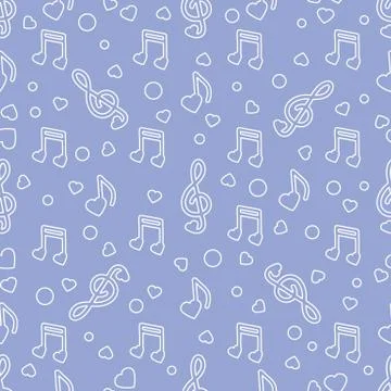 Notes, hearts. Romantic pattern. Valentine's day Illustrazione stock