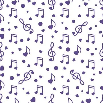 Notes, hearts. Romantic pattern. Valentine's day Illustrazione stock