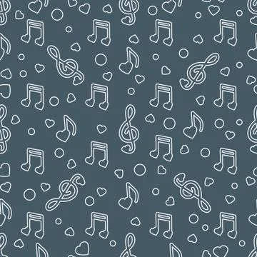 Notes, hearts. Romantic pattern. Valentine's day Stock Illustration