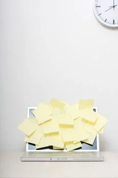 Notes on laptop Stock Photos