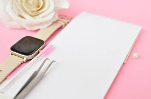 Notes for lashmaker with timetable copy space Stock Photos