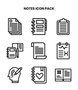 Notes Line Graphics Icons Pack Stockillustratie