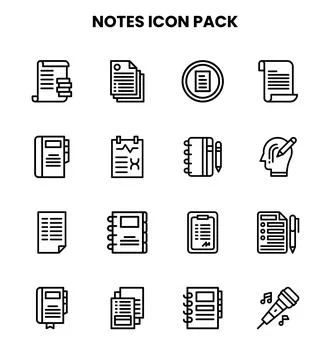 Notes Line SVG Icons Pack イラスト素材