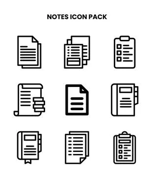 Notes Line SVG Icons Pack Illustrazione stock