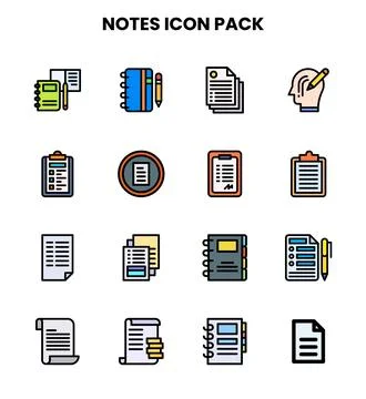 Notes Lineal Color Bundle Icons Pack イラスト素材