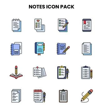 Notes Lineal Color Graphics Icons Pack Illustrazione stock