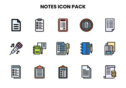 Notes Lineal Color Graphics Icons Pack Stock Illustration