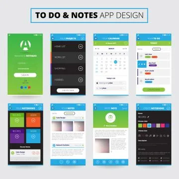 Notes Mobile Apps Design Stock Illustration